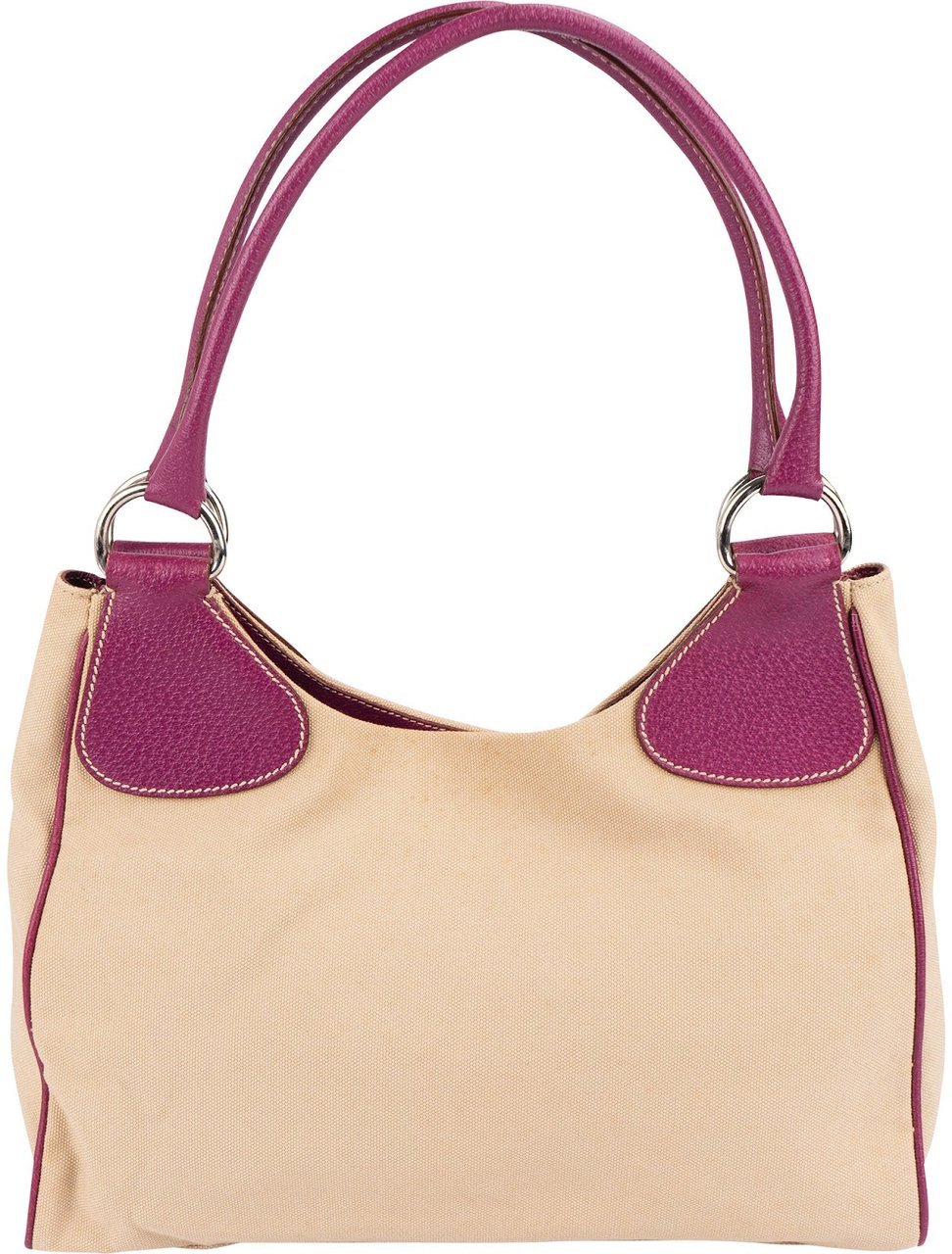Prada Leather Semitracolla Triangle Shoulder Bag Beige