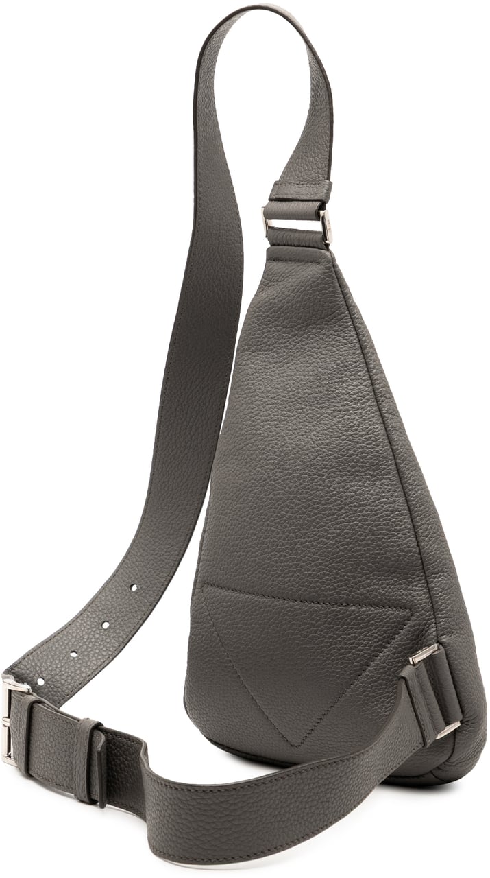 Prada Vitello Daino Logo Embossed Sling Bag Grijs