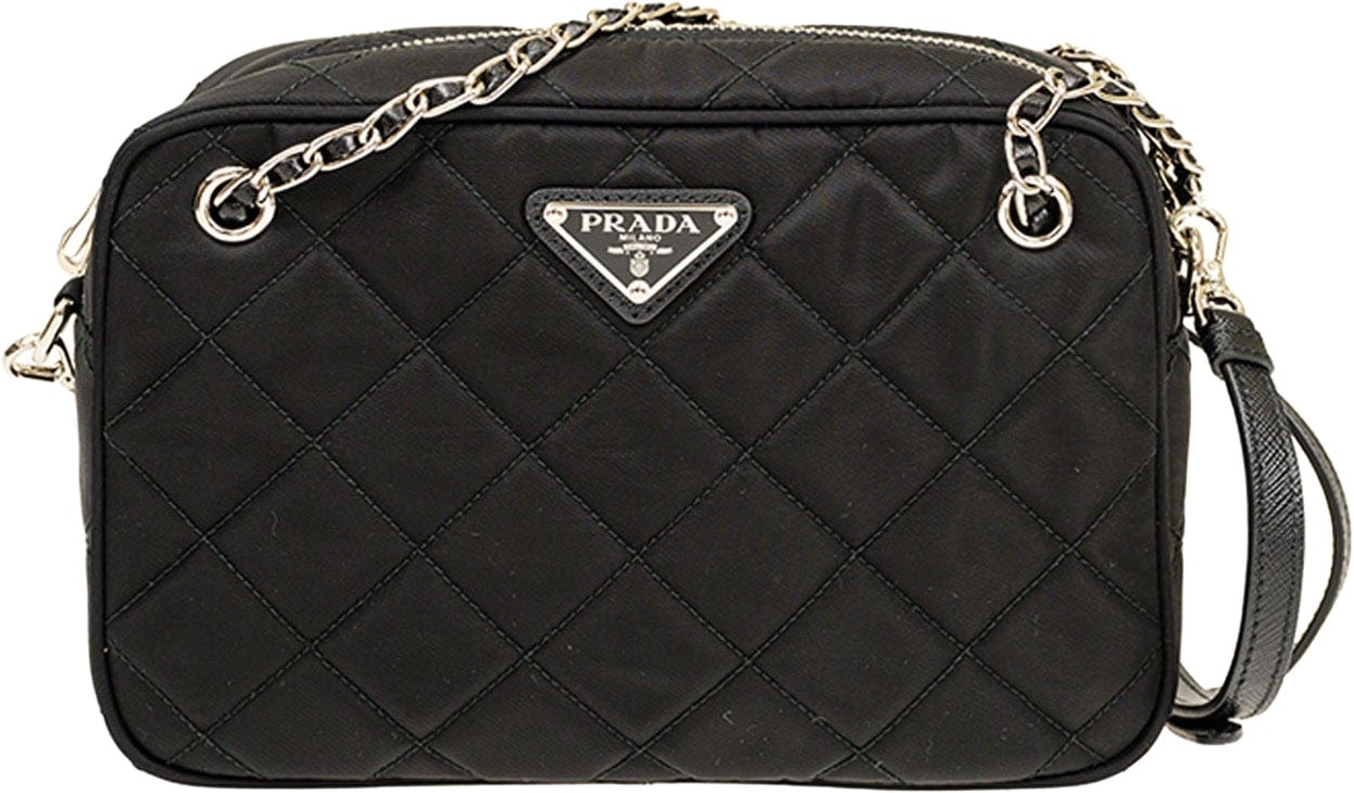 Prada Prada Quilted Medium Crossbody Bag Zwart