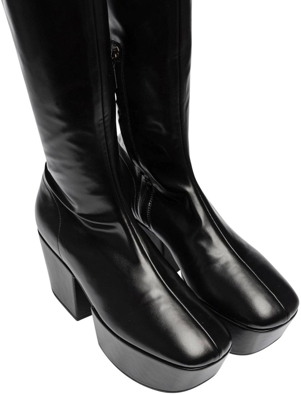 Prada Prada Leather Platform Boots Zwart