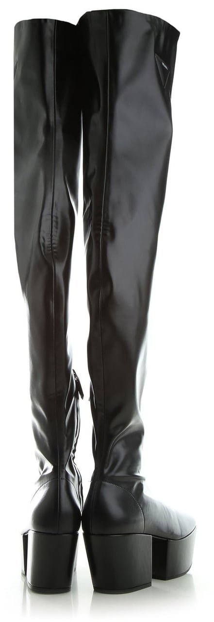 Prada Prada Leather Platform Boots Zwart
