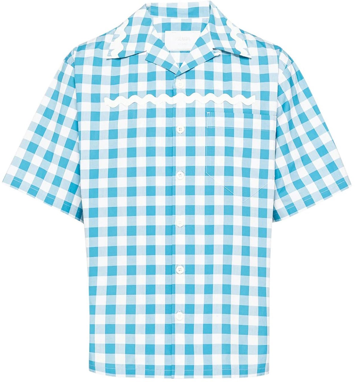 Prada Prada Checked Cotton Shirt Blauw