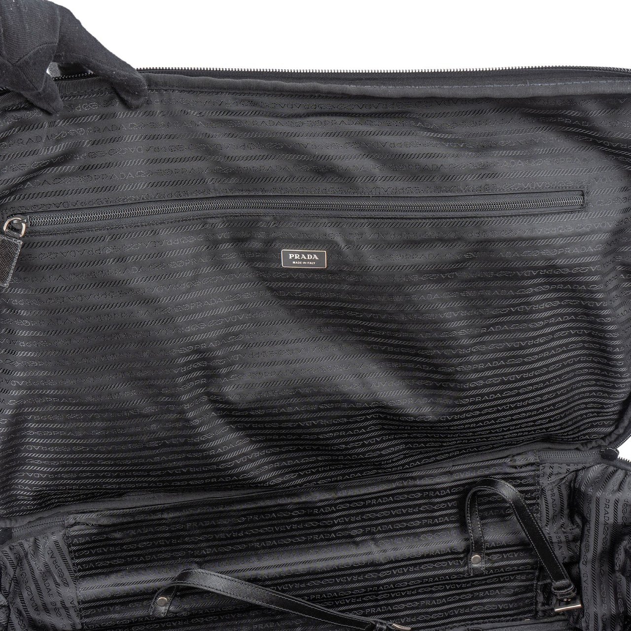 Prada Prada Saffiano Leather Weekender Garment Travel Bag Zwart