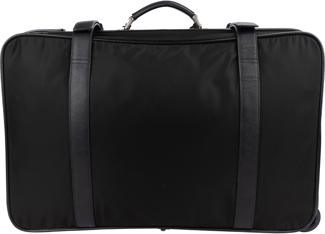 Prada Prada Saffiano Leather Weekender Garment Travel Bag Zwart
