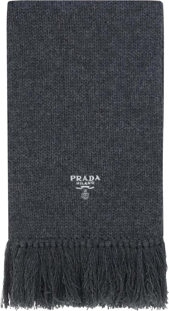 Prada Cashmere Logo Scarf Grijs