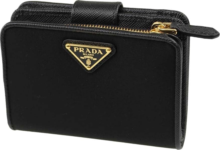 Prada Nylon and Leather French Wallet Zwart
