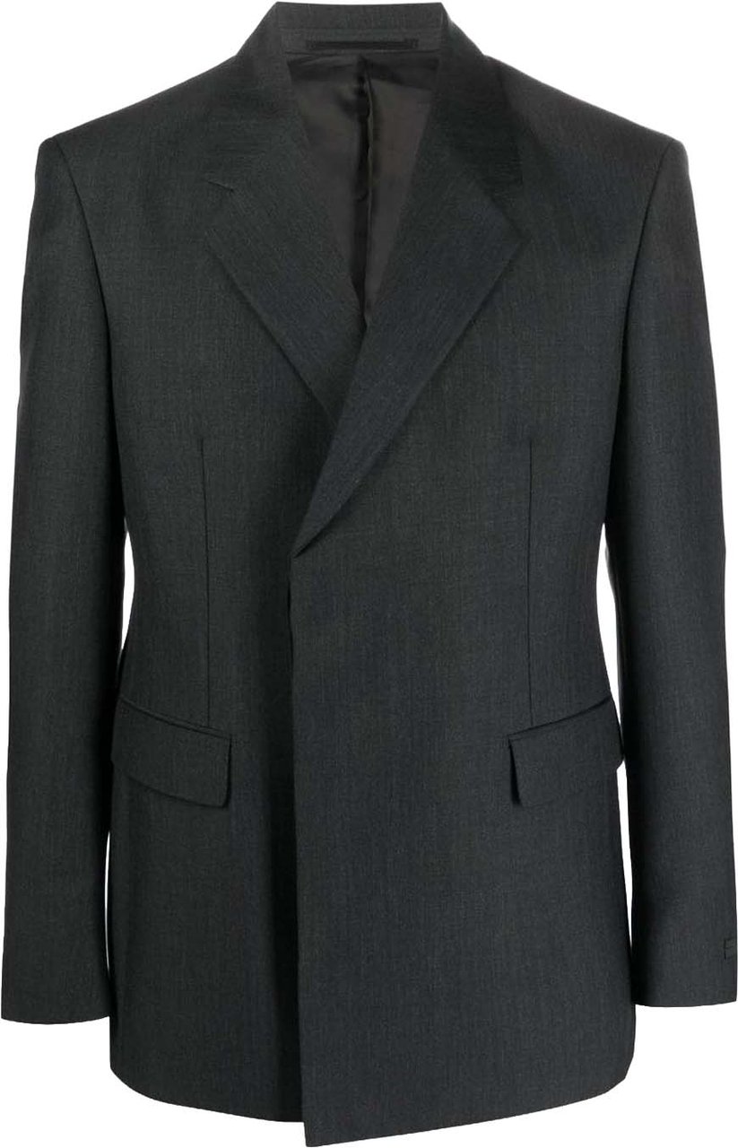 Prada Double-Breasted Wool Jacket Grijs
