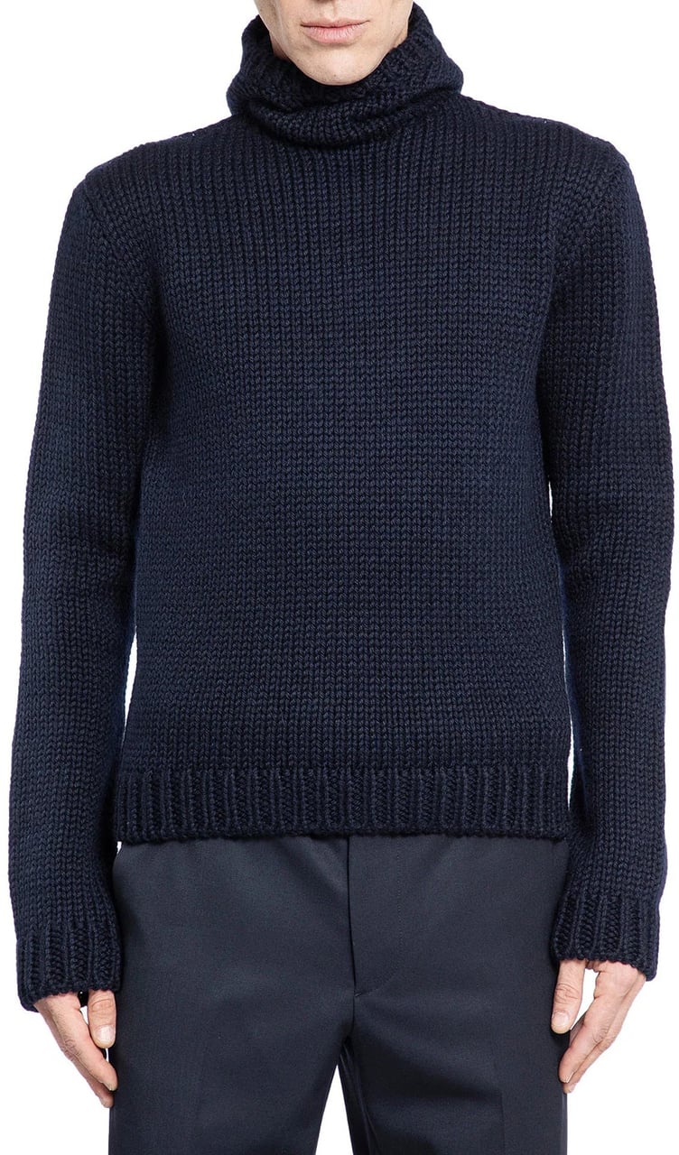 Prada Wool Hooded Sweater Blauw