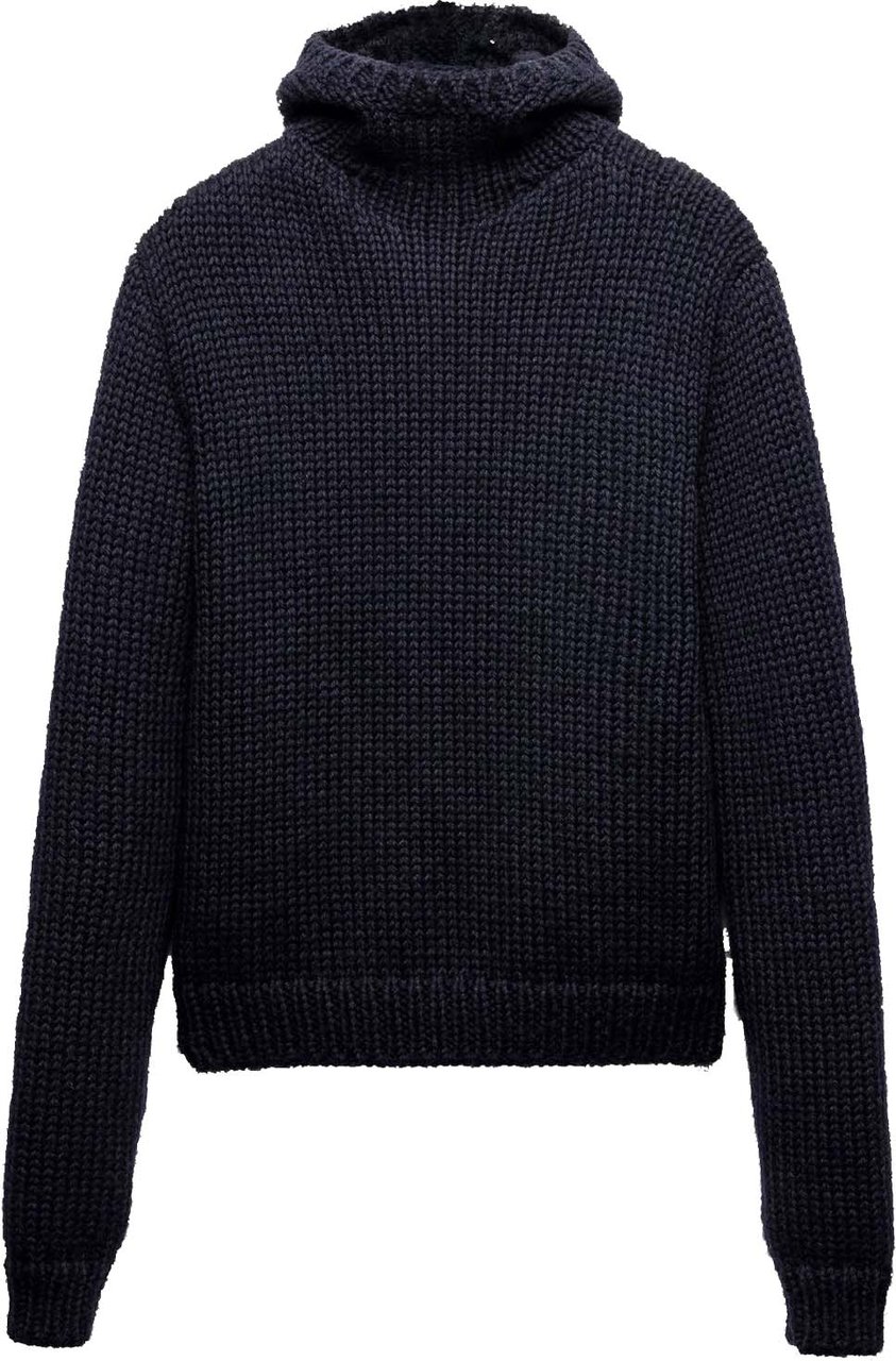 Prada Wool Hooded Sweater Blauw