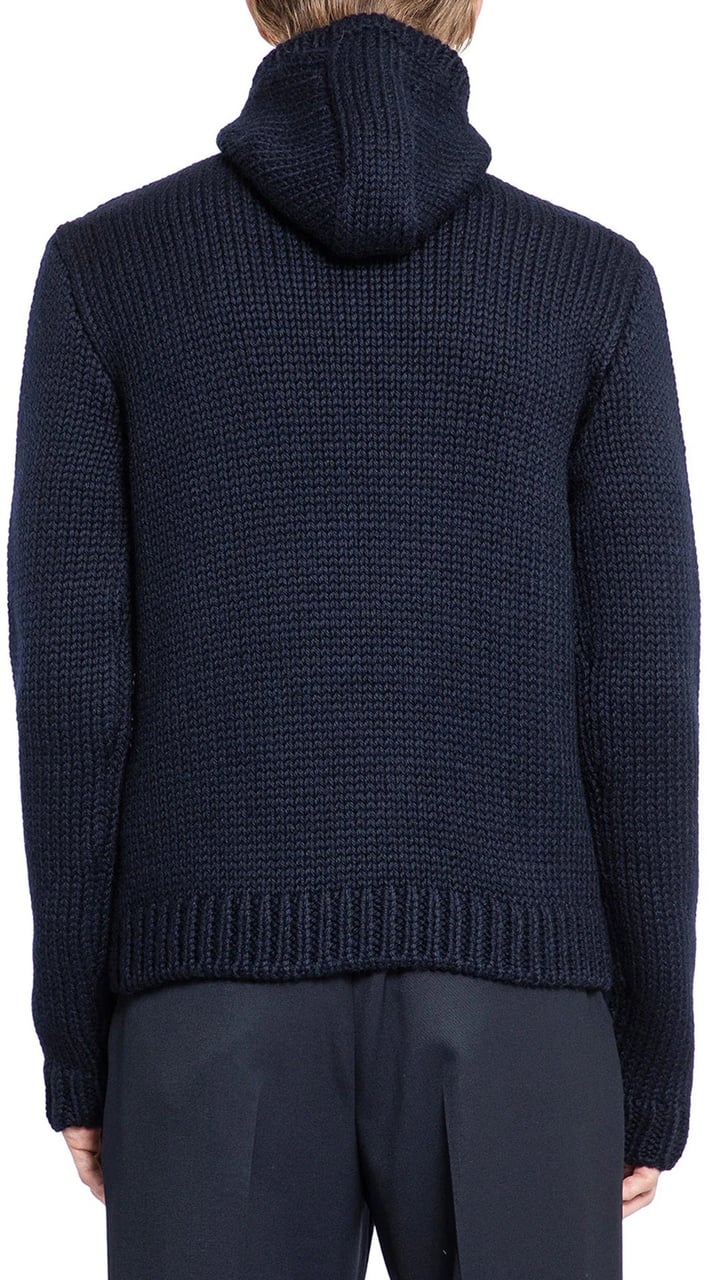 Prada Wool Hooded Sweater Blauw