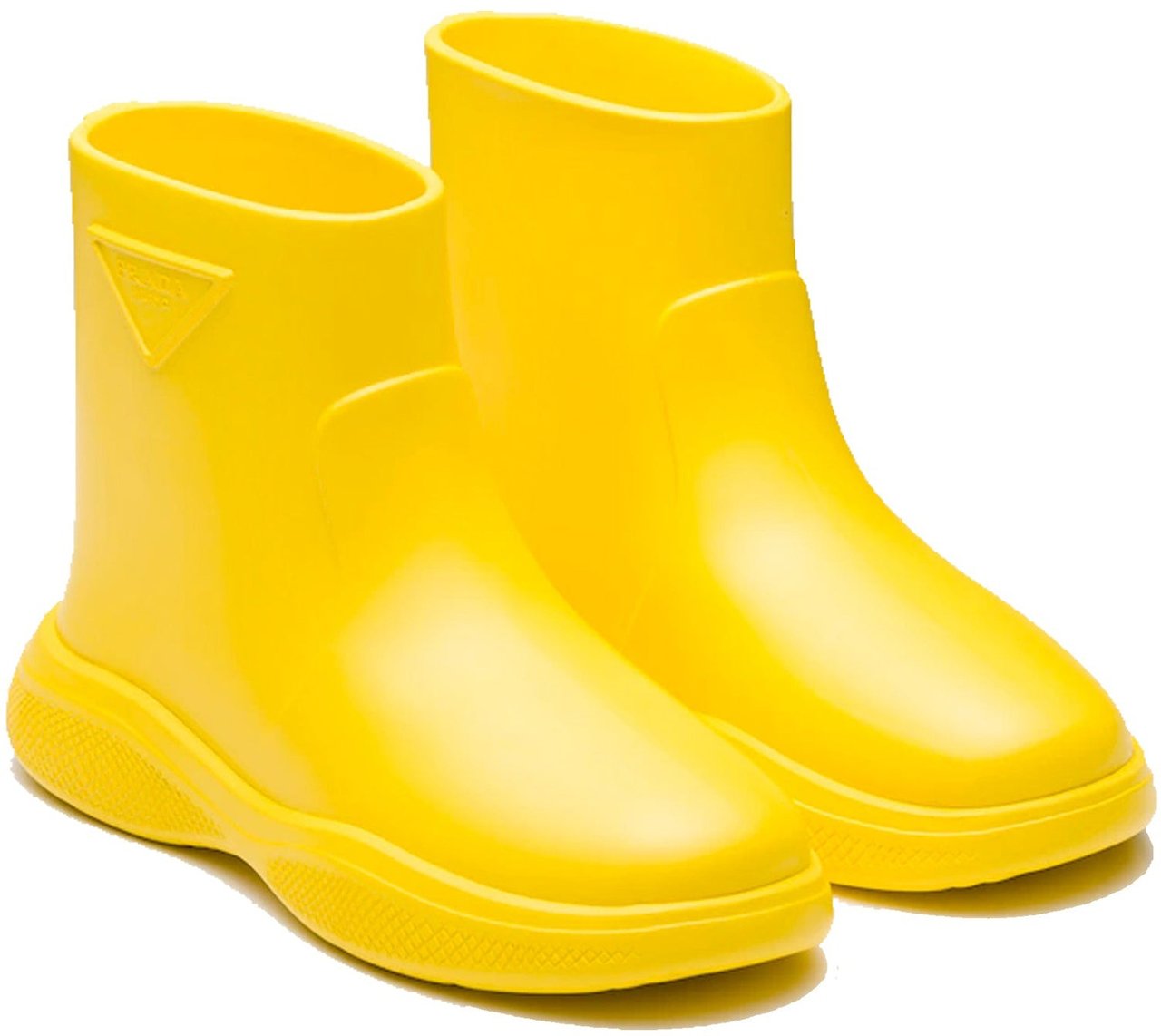 Prada Logo Rubber Boots Geel