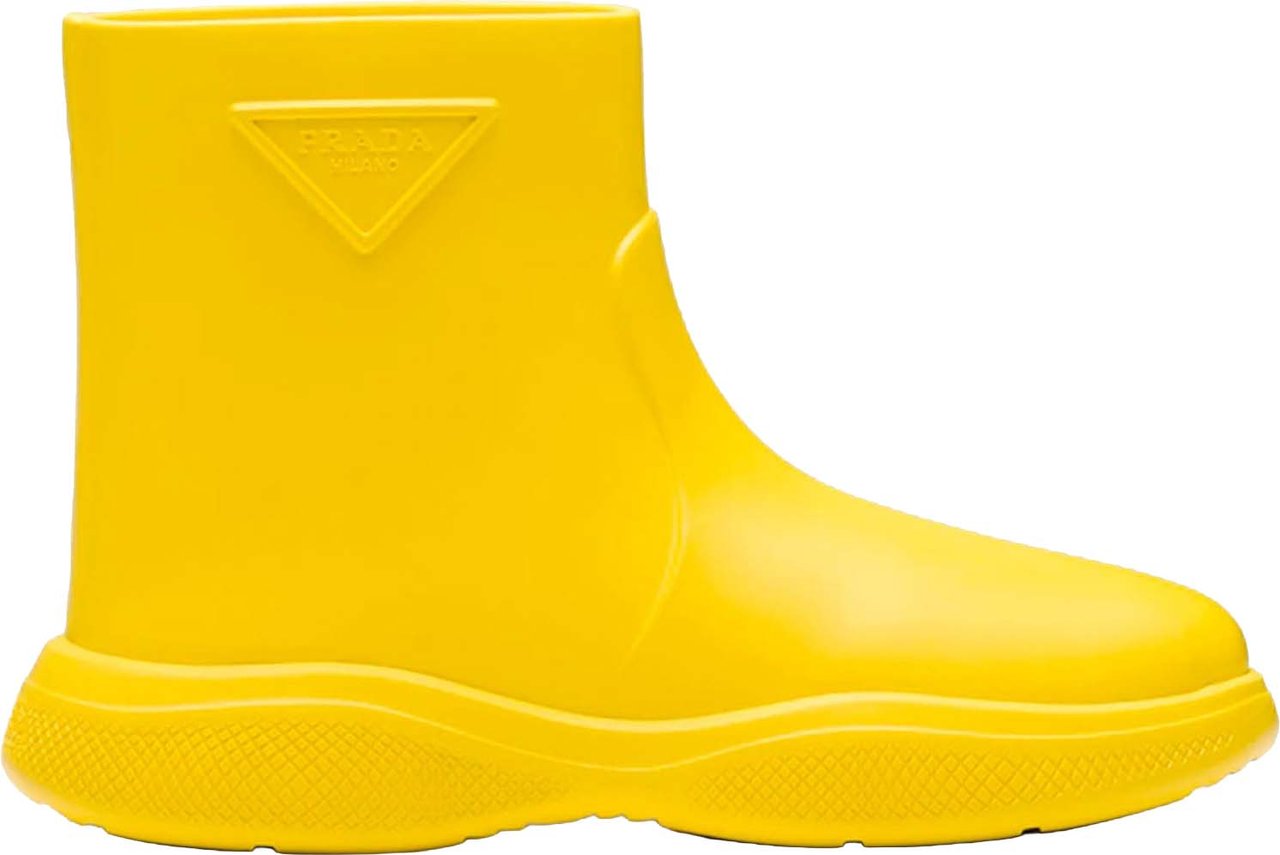 Prada Logo Rubber Boots Geel