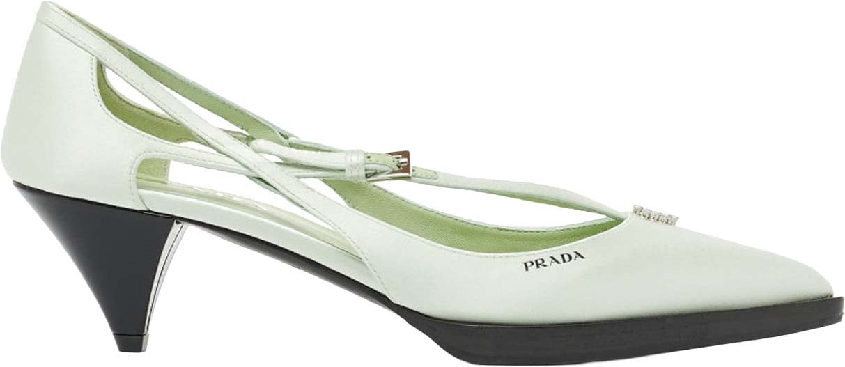 Prada Cut-Out Satin Pumps Groen