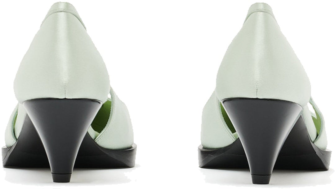 Prada Cut-Out Satin Pumps Groen