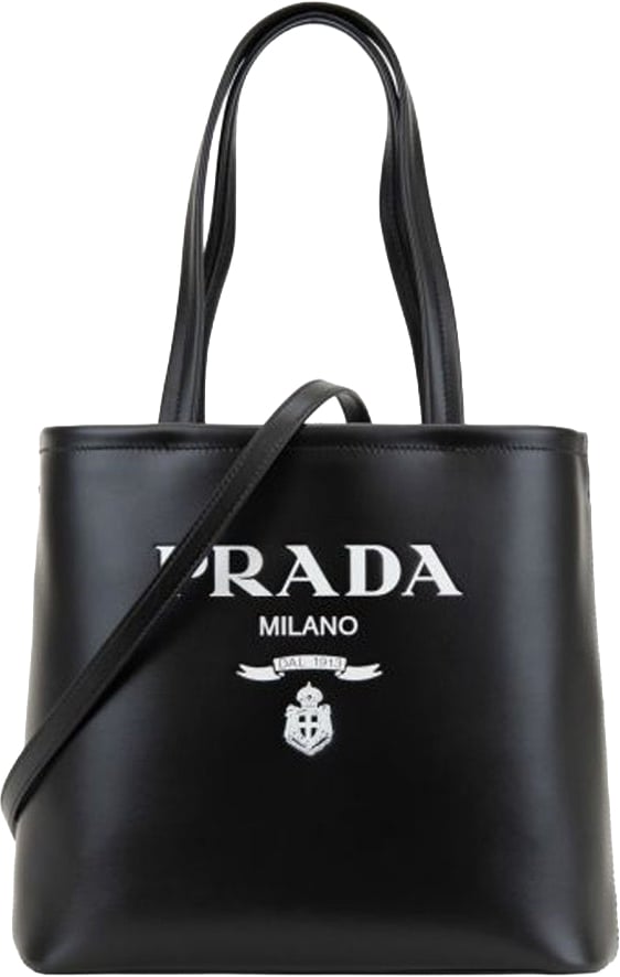 Prada Logo Leather Tote bag Zwart