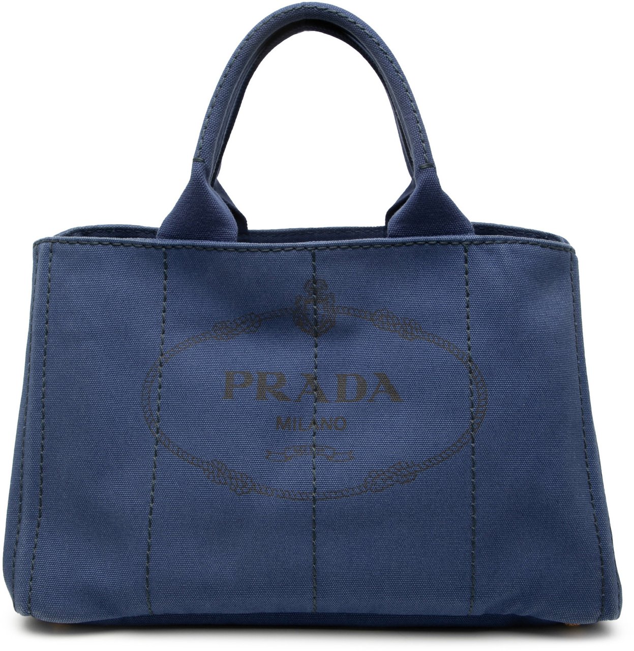 Prada Canvas Canapa Logo Tote Blauw