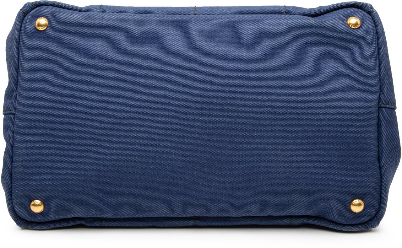 Prada Canvas Canapa Logo Tote Blauw