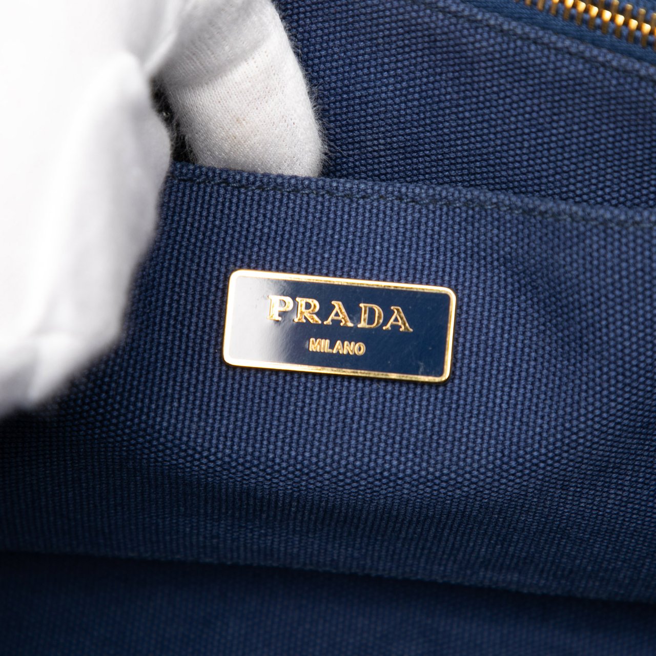 Prada Canvas Canapa Logo Tote Blauw