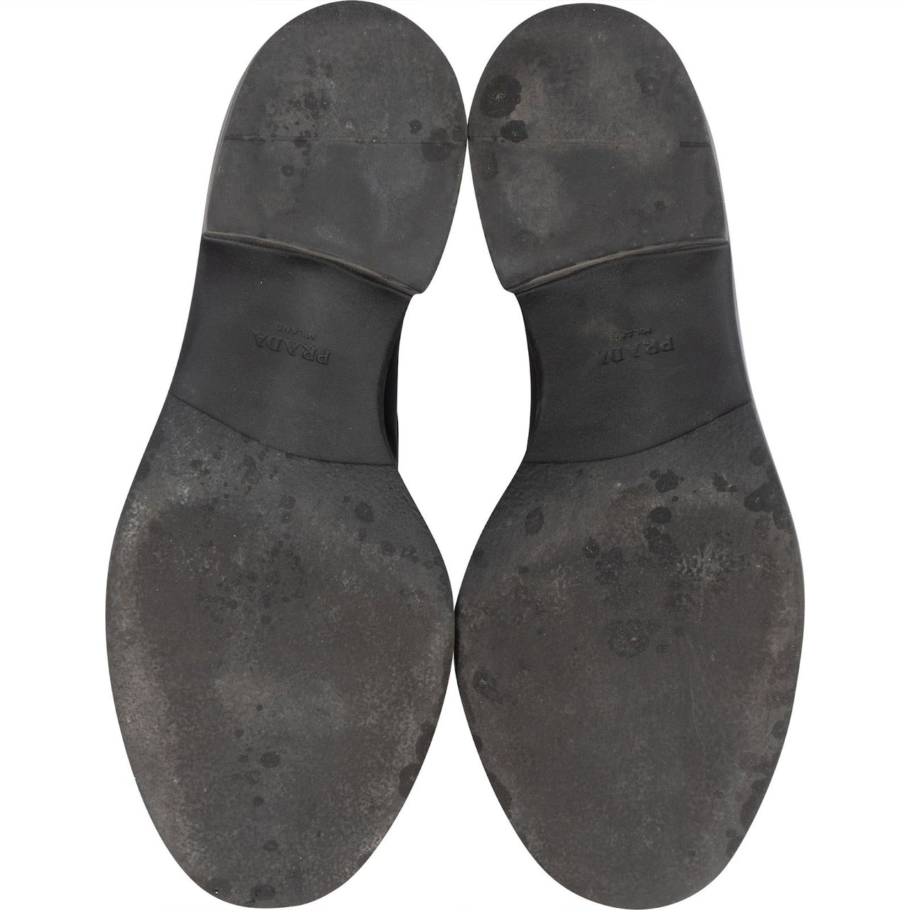 Prada Prada Black Brushed Leather Loafers (38) Zwart