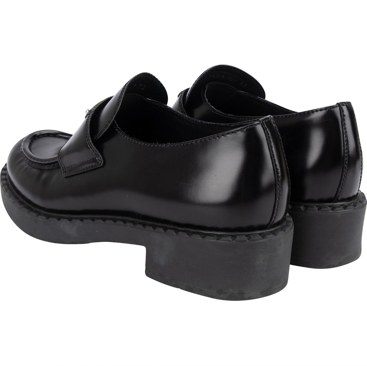 Prada Prada Black Brushed Leather Loafers (38) Zwart