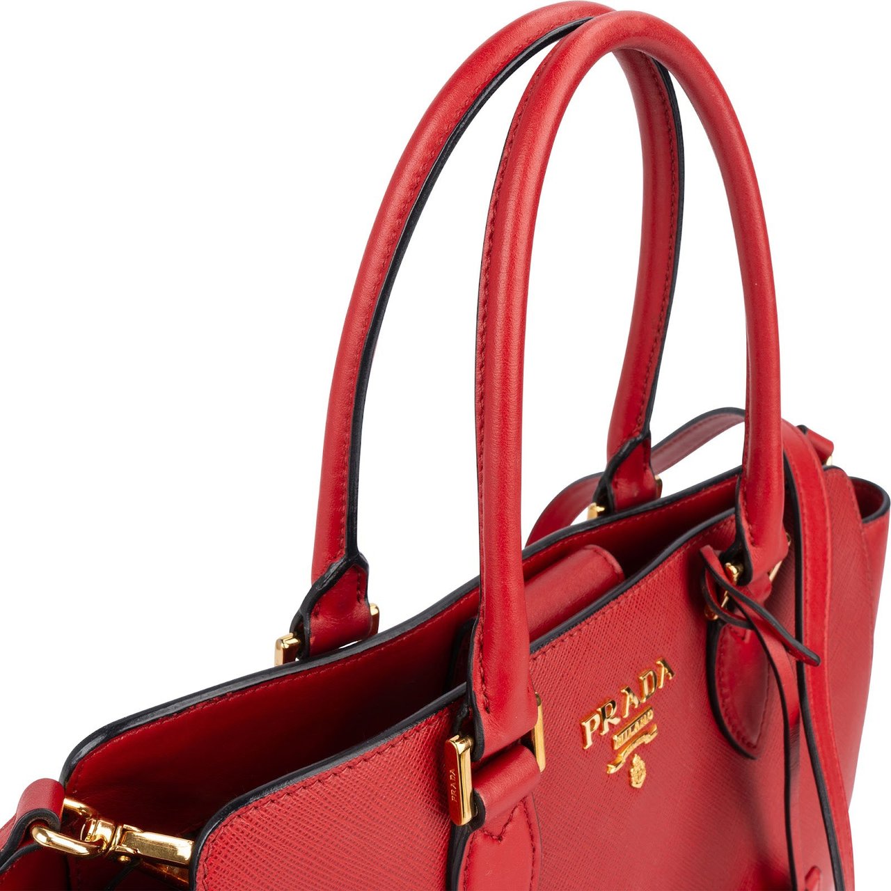 Prada Prada Saffiano Leather Tote Handbag Rood
