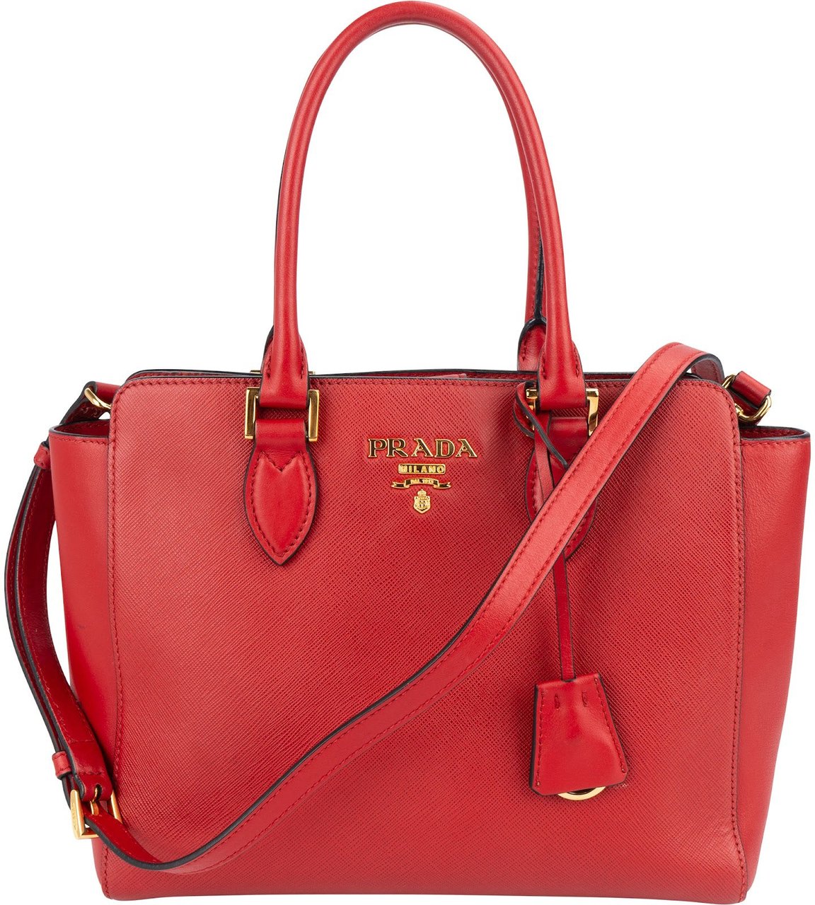 Prada Prada Saffiano Leather Tote Handbag Rood