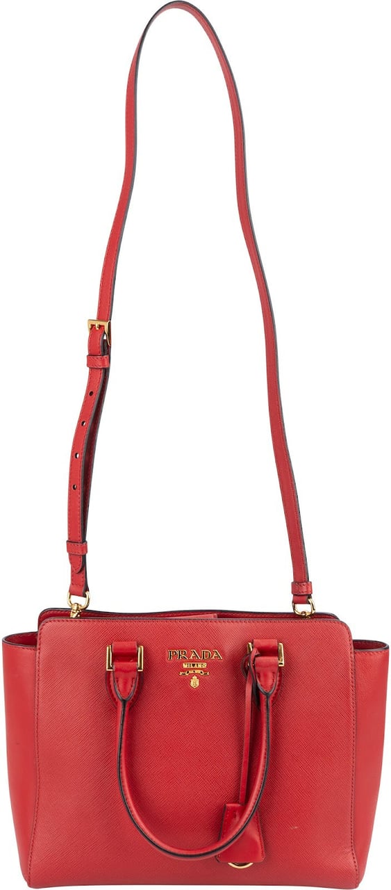 Prada Prada Saffiano Leather Tote Handbag Rood
