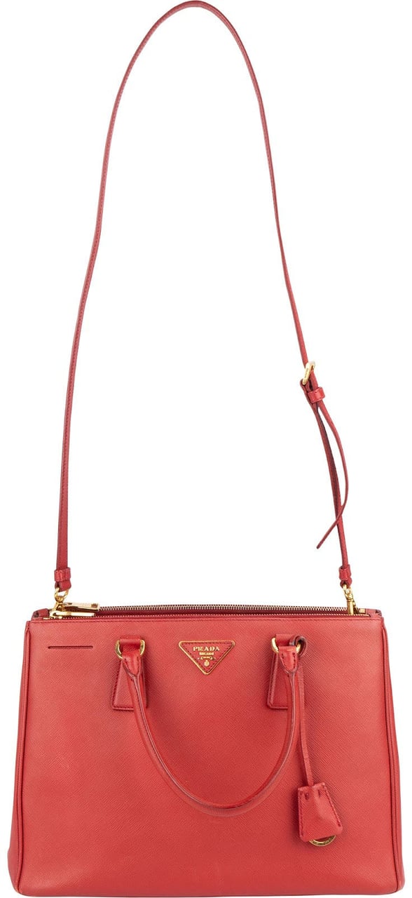 Prada Rouge Saffiano Leather Galleria Handbag Rood