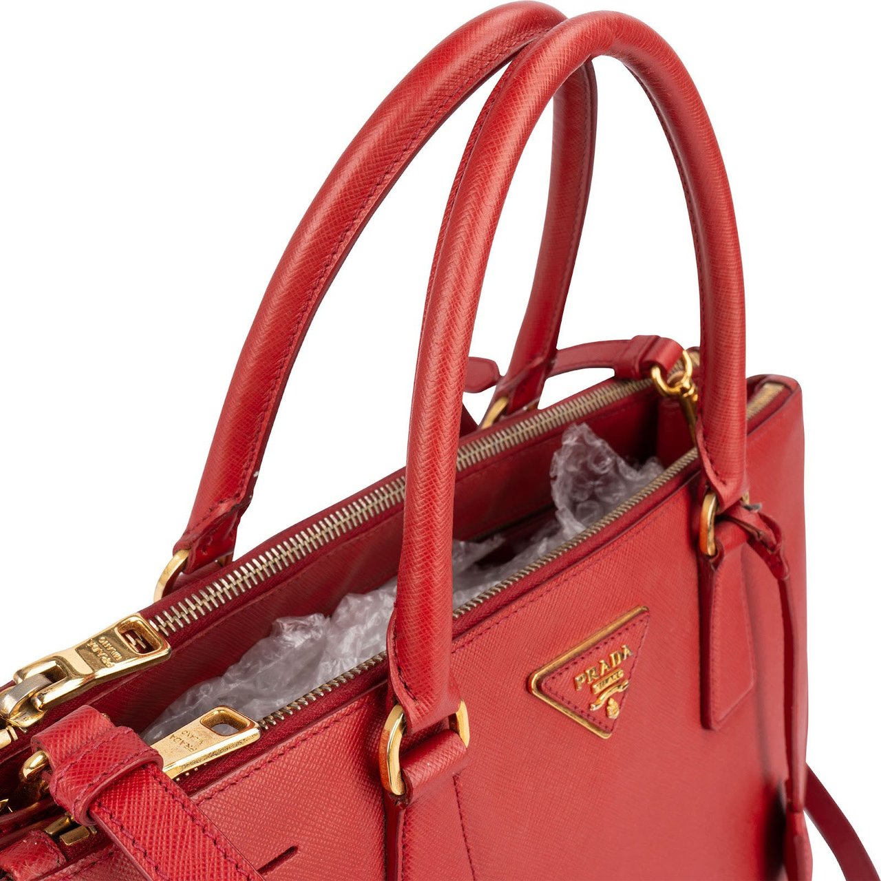 Prada Rouge Saffiano Leather Galleria Handbag Rood
