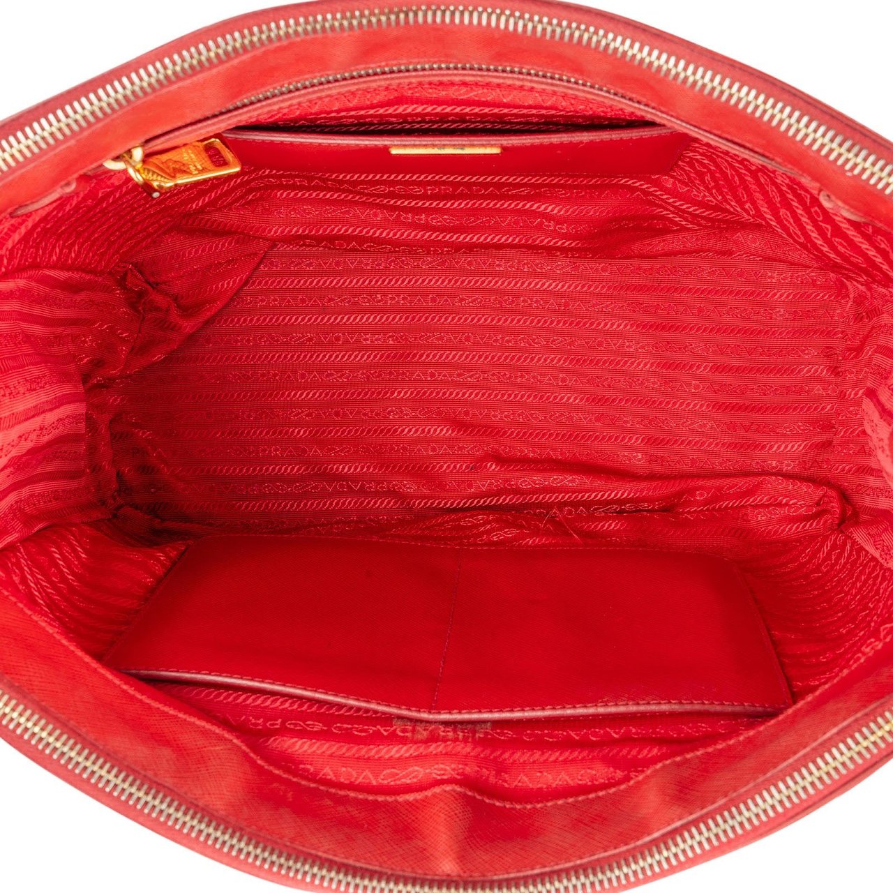 Prada Rouge Saffiano Leather Galleria Handbag Rood