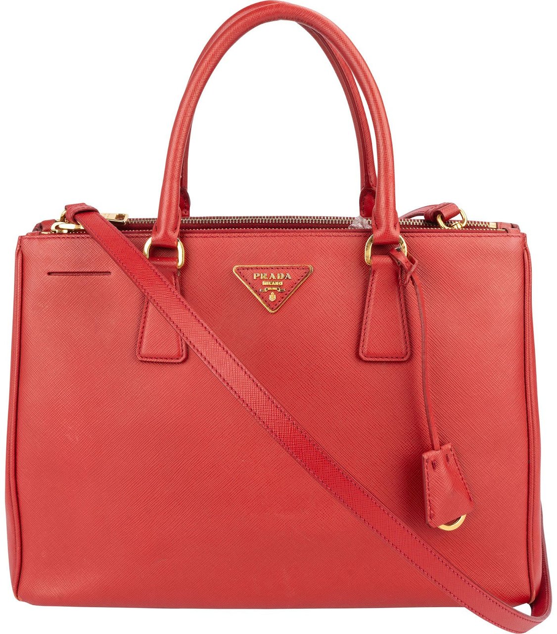 Prada Rouge Saffiano Leather Galleria Handbag Rood