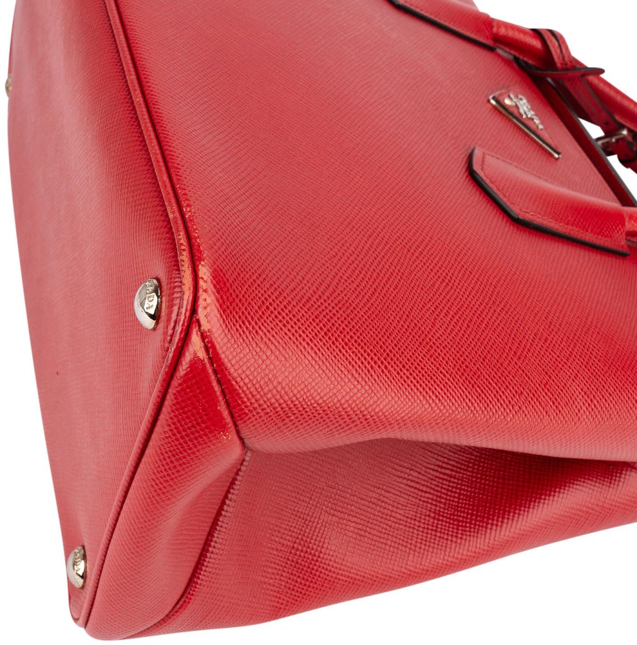 Prada Prada Red Saffiano Leather Double Handbag Rood