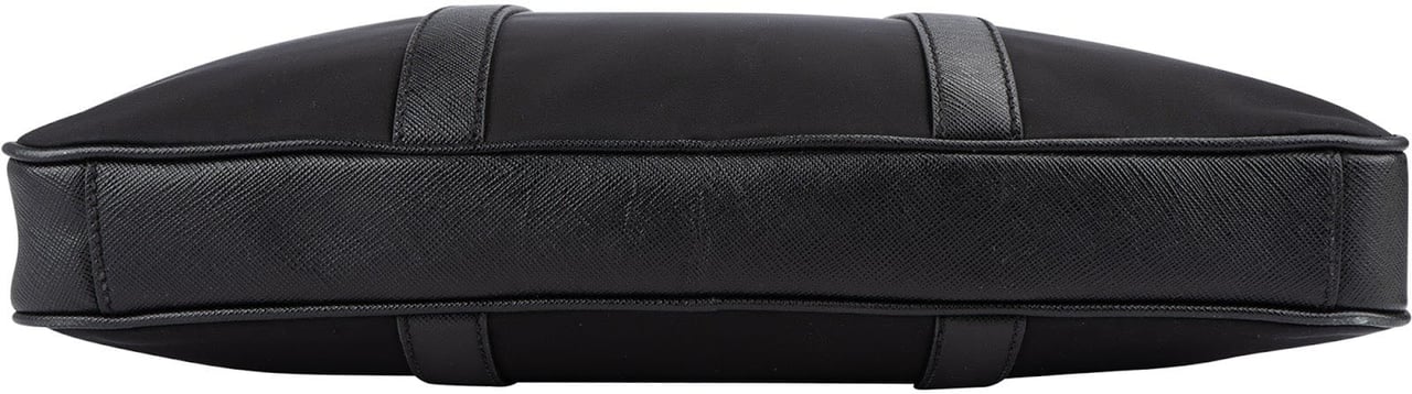 Prada Prada Nylon Saffiano Leather Triangle Business Handbag Zwart