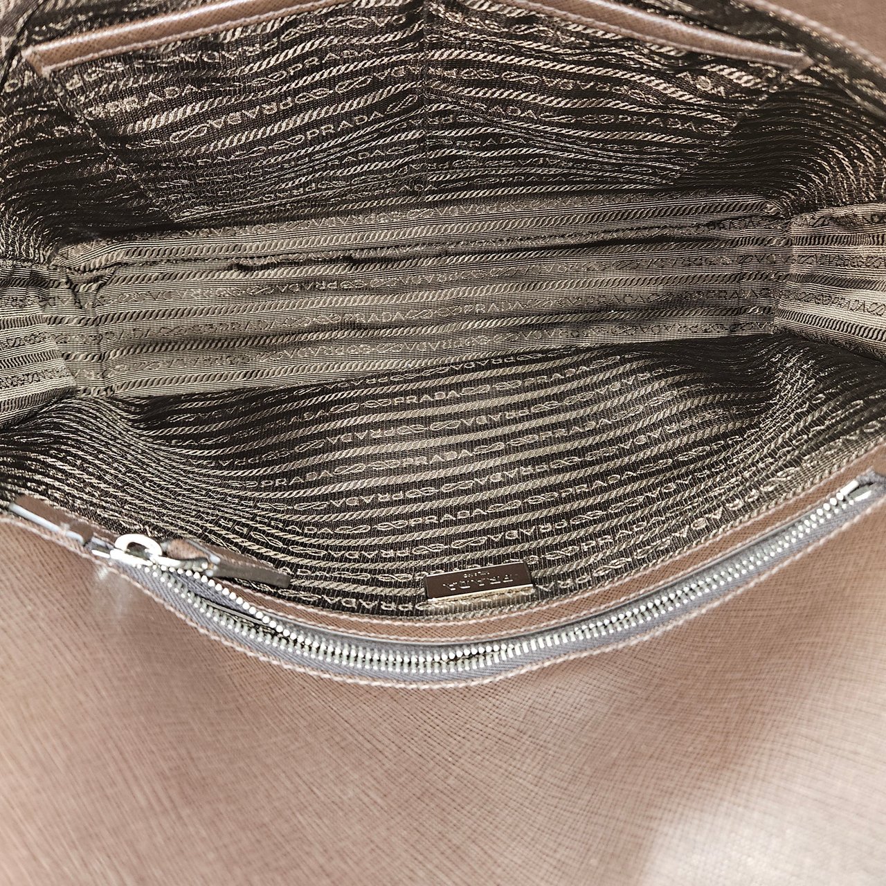 Prada Prada Saffiano Leather Triangle Messenger Crossbody Bag Bruin