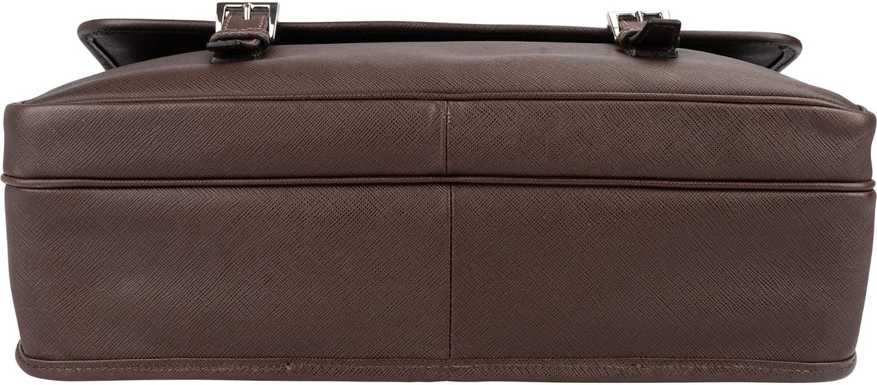 Prada Prada Saffiano Leather Triangle Messenger Crossbody Bag Bruin
