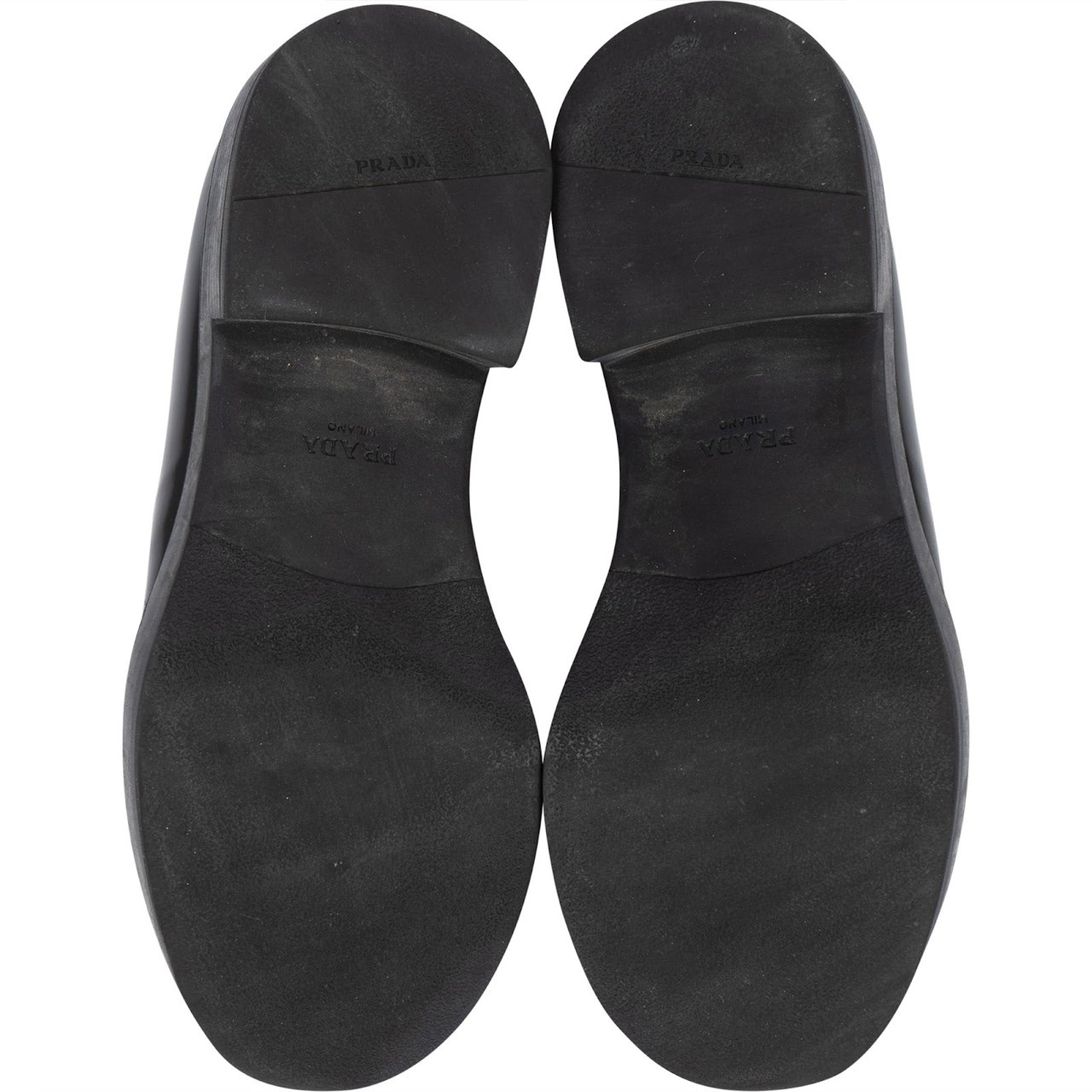 Prada Black Spazzolato Triangle Leather Loafer Shoes (39) Zwart