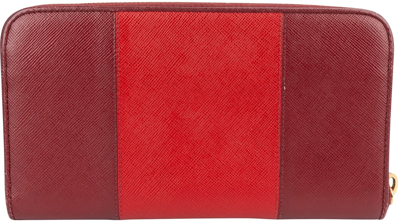 Prada Saffiano Leather Heart Print Zip Around Wallet Divers