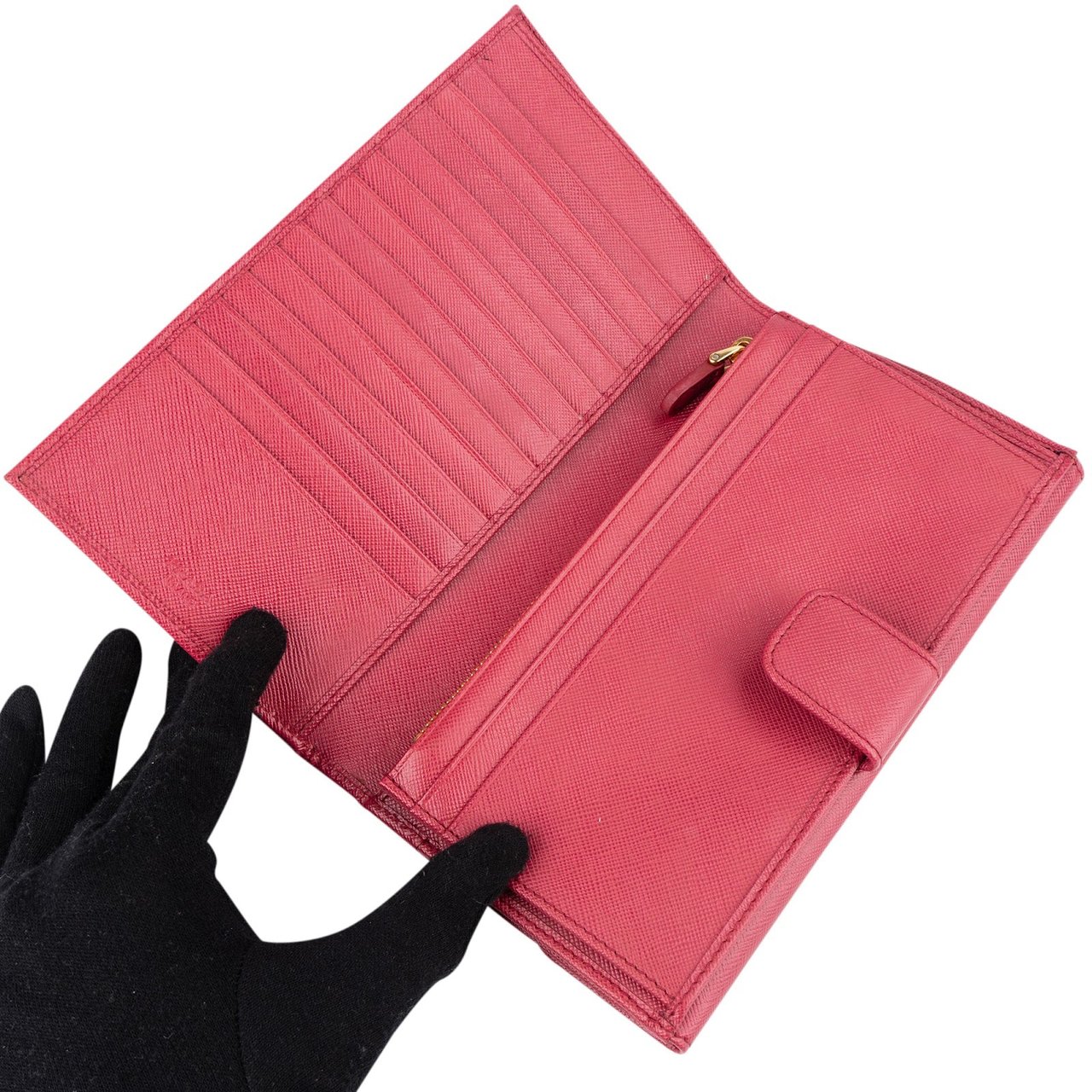 Prada Saffiano Leather Continental Flap Wallet Roze