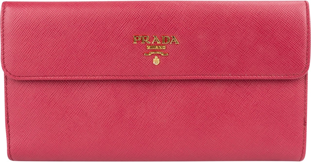 Prada Saffiano Leather Continental Flap Wallet Roze