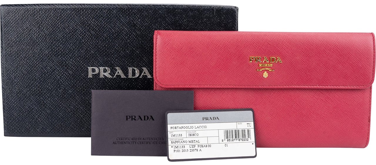 Prada Saffiano Leather Continental Flap Wallet Roze