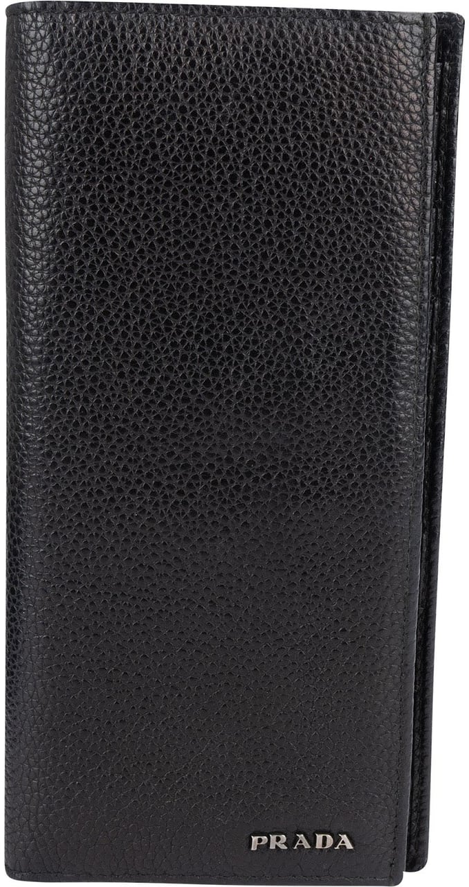 Prada Vitello Grain Leather Vertical Wallet Zwart