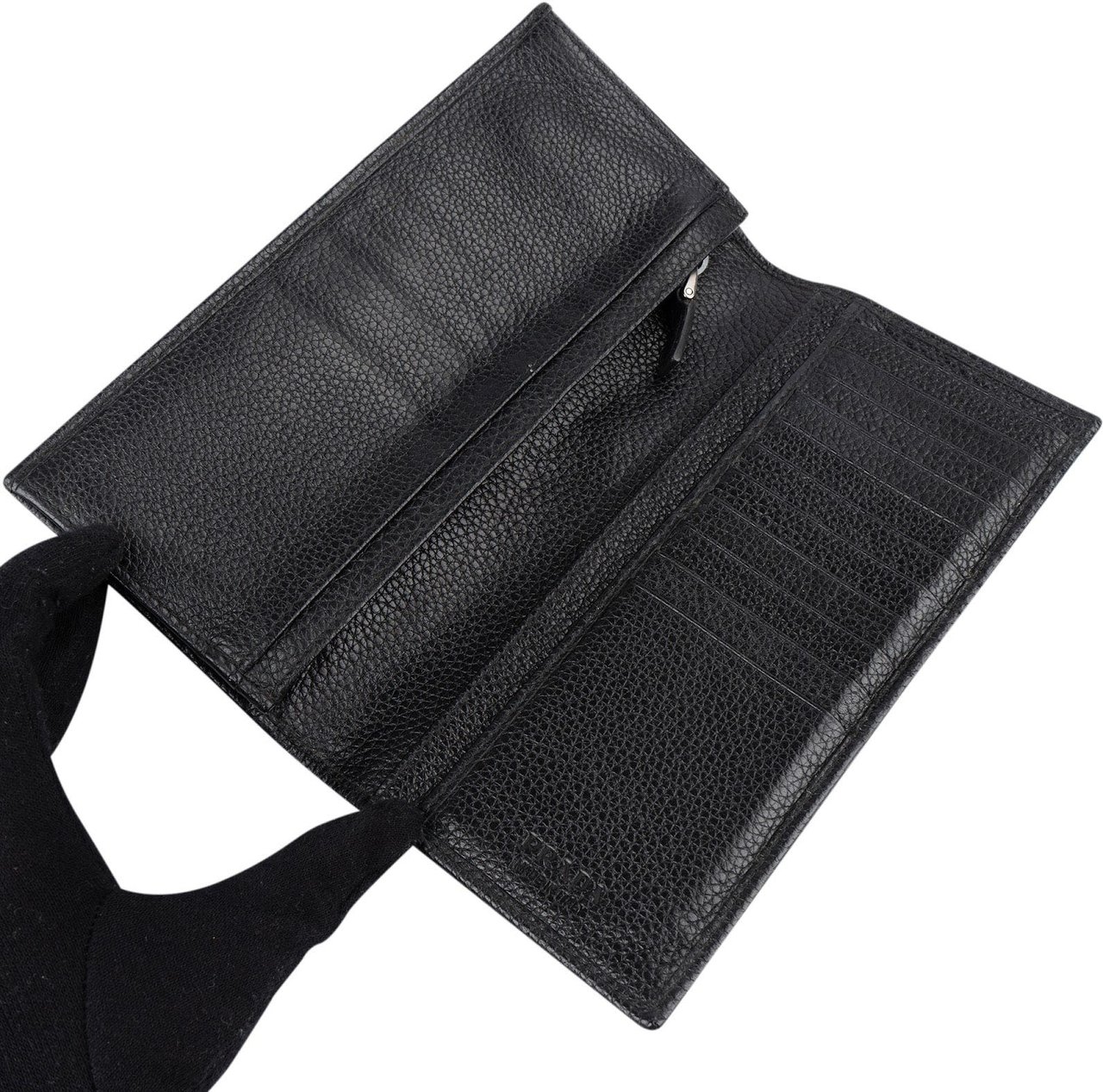Prada Vitello Grain Leather Vertical Wallet Zwart
