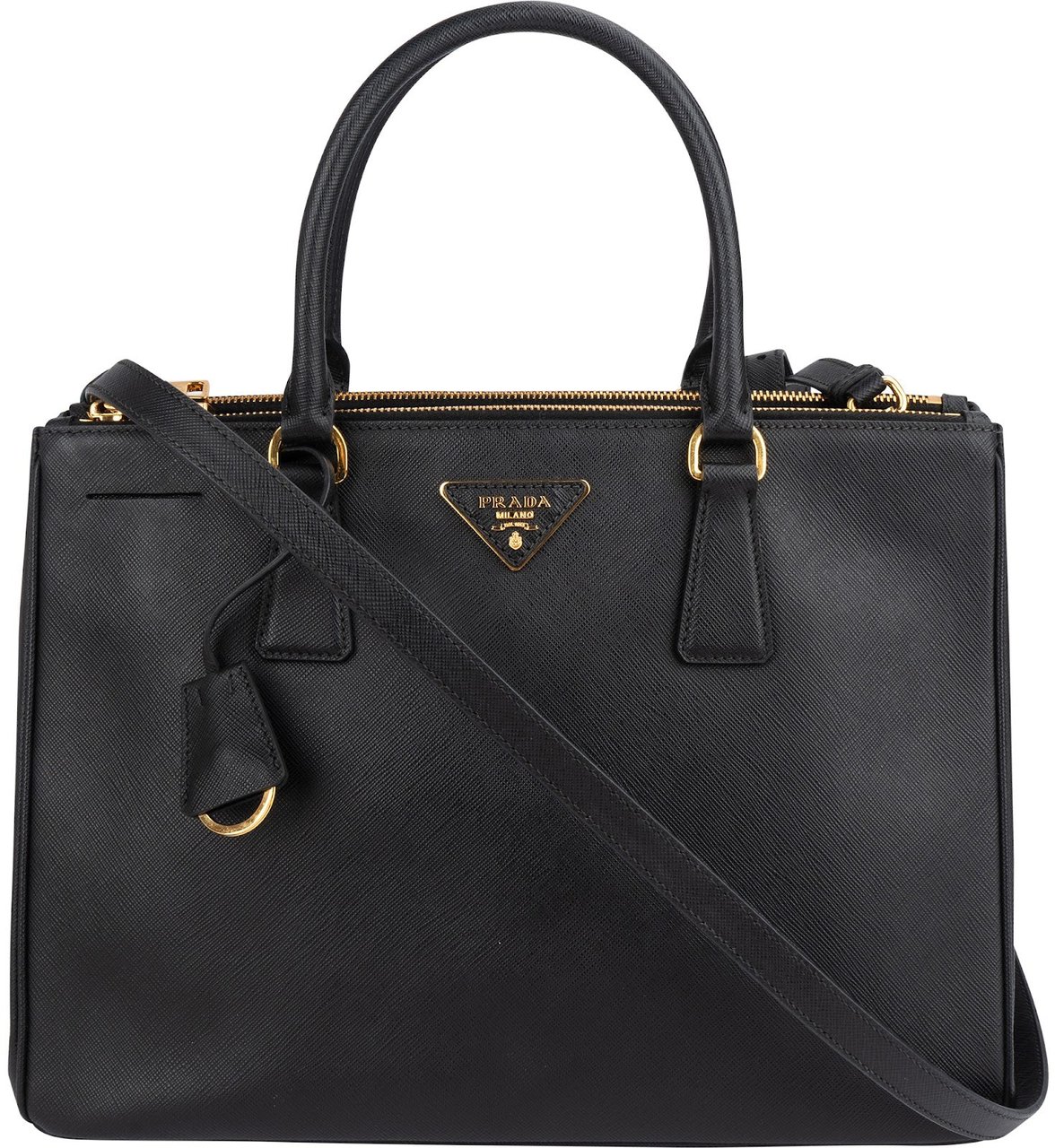Prada Prada Saffiano Leather Galleria Handbag Zwart