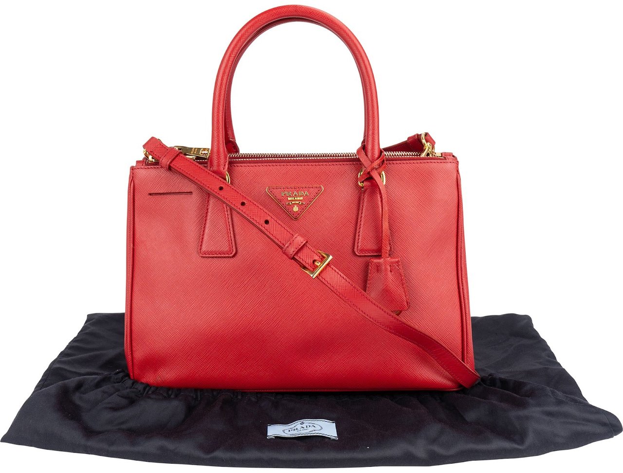 Prada Prada Saffiano Leather Galleria Handbag Rood