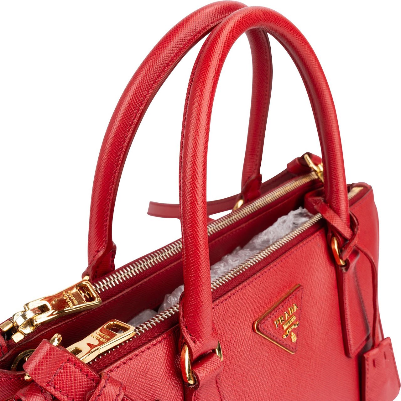 Prada Prada Saffiano Leather Galleria Handbag Rood