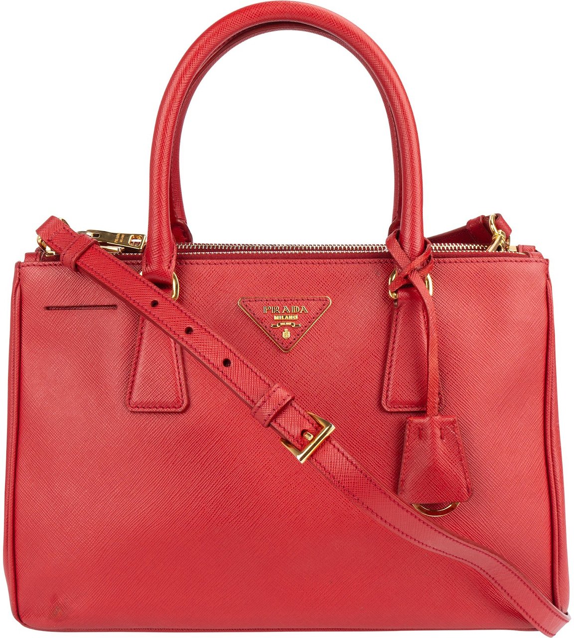 Prada Prada Saffiano Leather Galleria Handbag Rood