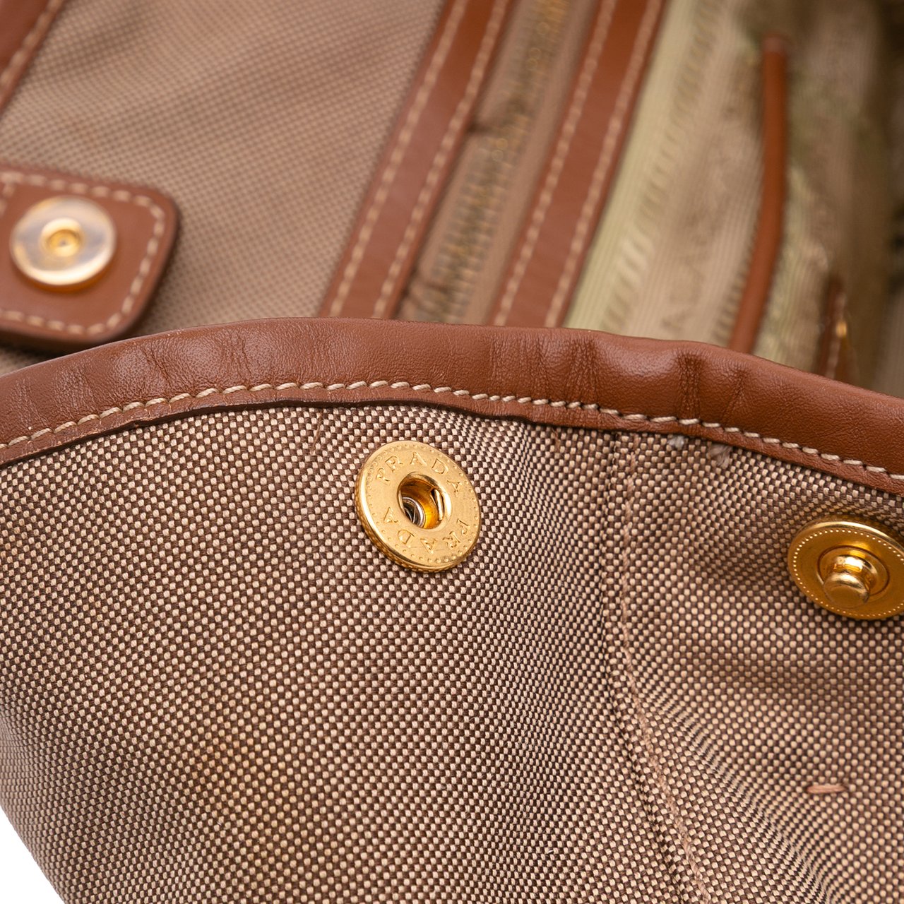 Prada Canvas Canapa Logo Satchel Bruin