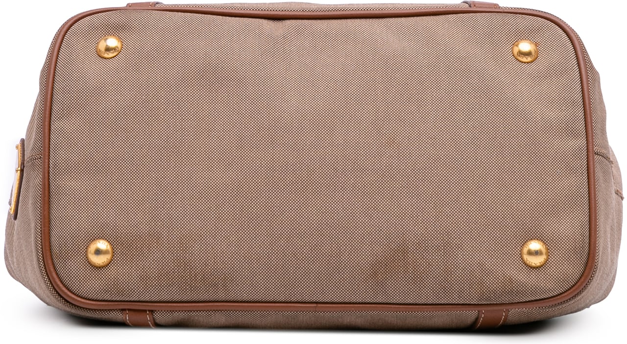 Prada Canvas Canapa Logo Satchel Bruin