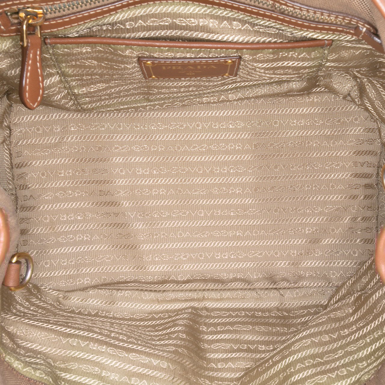 Prada Canvas Canapa Logo Satchel Bruin