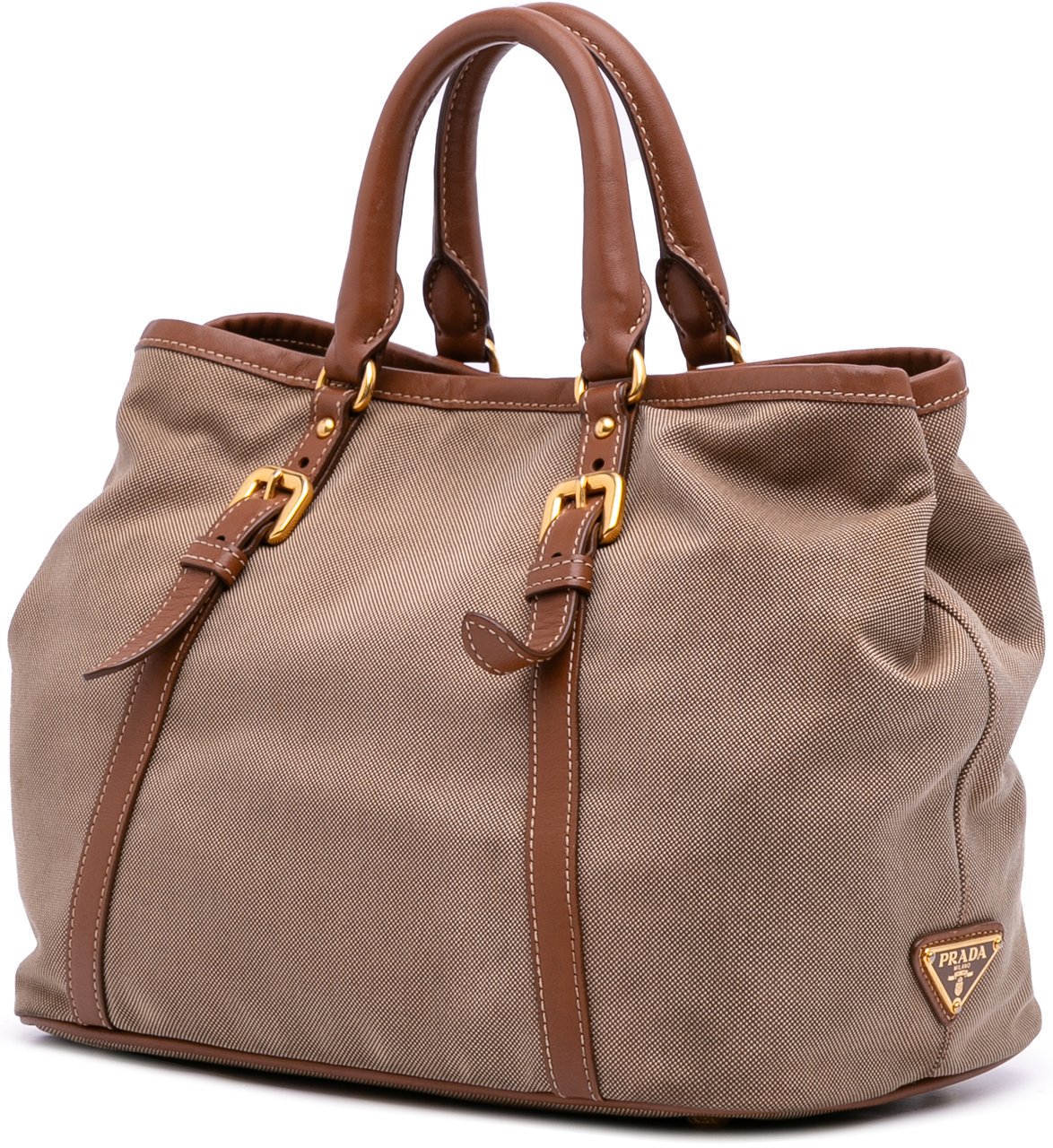 Prada Canvas Canapa Logo Satchel Bruin